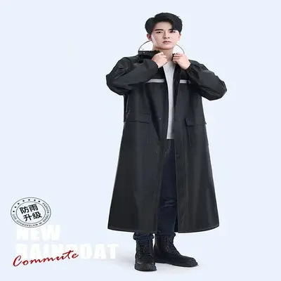 Long waterproof raincoat thickened fabric - 3