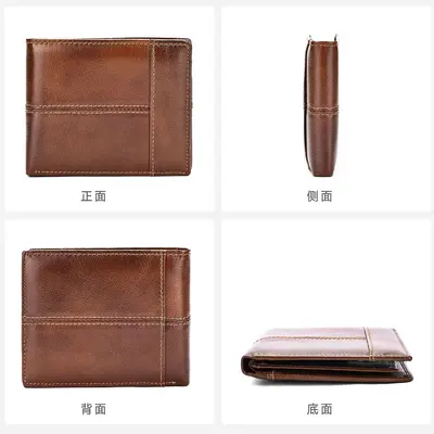 Men's Genuine Leather Wallet with RFID Protection, Cowhide - 6