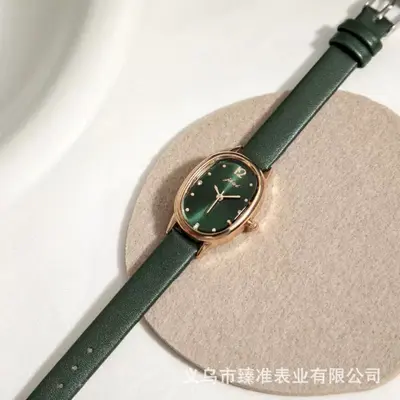 Vintage oval kadın kol saati, minimalist tasarım, şeffaf kuvars - 5