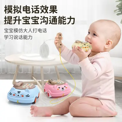 婴儿智能早教大号儿童玩具益智电话机仿真座机宝宝拉线电话批发