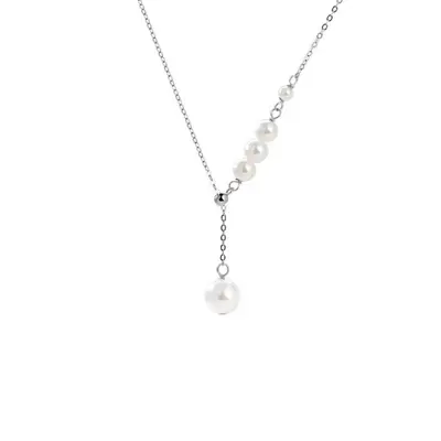 Titanium stainless steel pearl necklace, lightweight, luxury