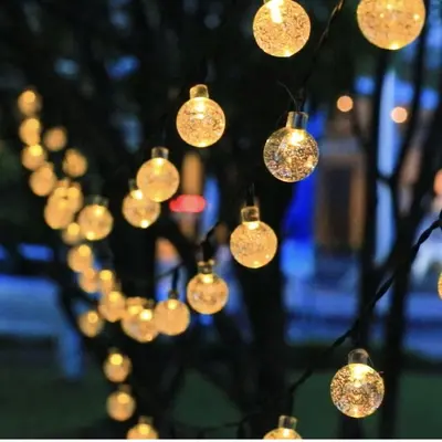 Waterproof Outdoor Solar LED Crystal Ball String Lights