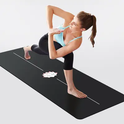 Lotus Pattern Printed Yoga Mat PU Natural Rubber Non-Slip Non-Fading