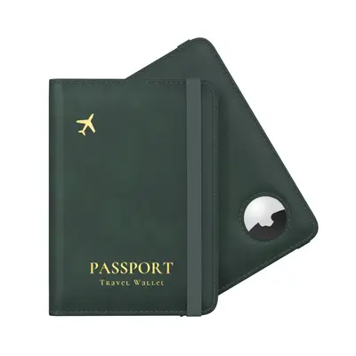 Passport Holder with Integrated AirTag European American Style Passport Storage Bag High Elastic Adjustable Strap Design Travel Document Case