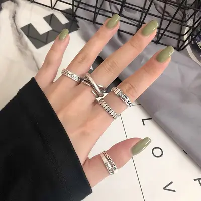 925 sterling silver women's ring, open design with roman numerals
