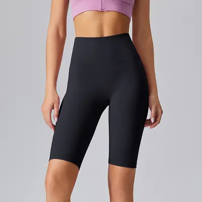 Kadın Yüksek Bel Yoga Şortu, Üç Çeyrek Dar Kesim Koşu ve Fitness Pantolonu - 9