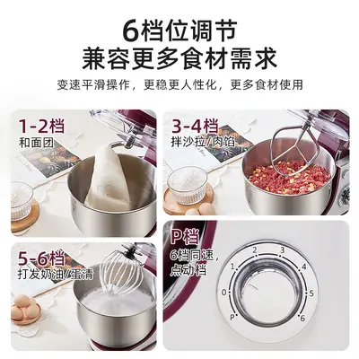 Shunran 1063 Chef Machine 5.5L Home and Commercial Small Multifunctional Cooking Kneading Egg Whipping Fresh Milk Dough Mixer.
