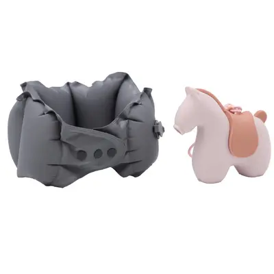Portable travel neck pillow, press-to-inflate U-shaped - 9