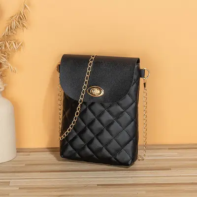 Women's Printed Single Shoulder Bag, Lock Buckle, Plaid Pattern - 10