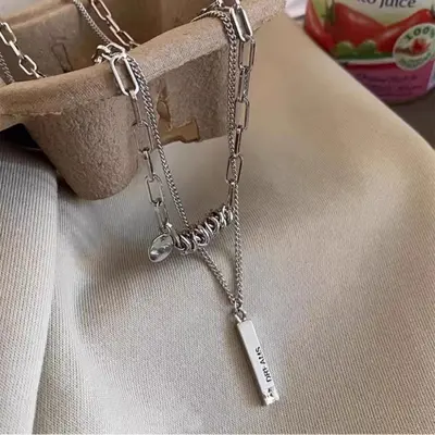Double-layer women's necklace luxury sweater chain pendant