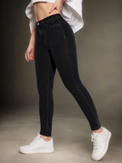 Women's Slim Pencil Jeans, Stretch Denim, High Waist