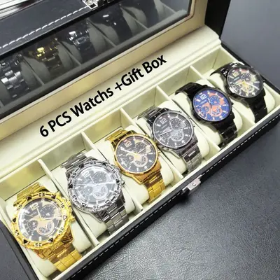 Men's watch set, 6-piece boxed, luxury, quartz, luminous dial - 10