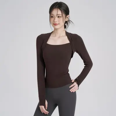 瑜伽服上衣女秋款弹力紧身显瘦运动速干T恤外穿跑步训练健身长袖