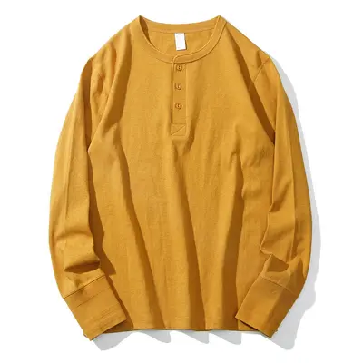 Herren Henley-Langarmshirt, 100% reine Baumwolle, Weiß - 11