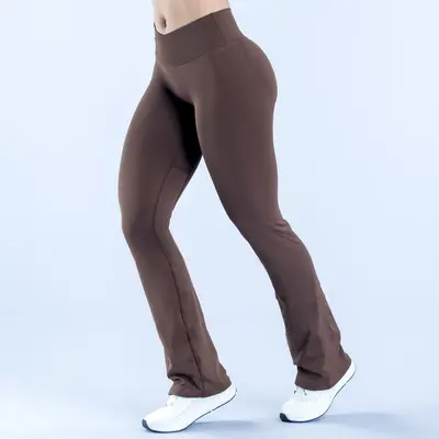 Kadın tayt yoga pantolonu, mikro çan paça, yüksek bel, koşu ve fitness için