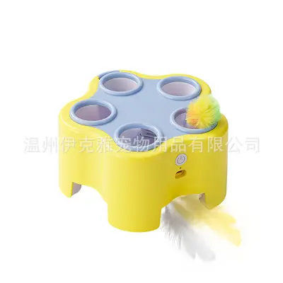 Electric Whack-a-Mole Cat Toy with Feathers, Chew-Resistant Self-Play - 9