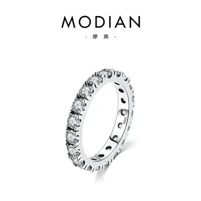 Modian S925 gümüş zirkon yüzük, tam elmas sıralı - 6