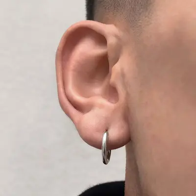 耳环男士素圈耳扣美式耳钉轻奢小众耳圈简约耳饰痞帅高级感耳饰男 - 3