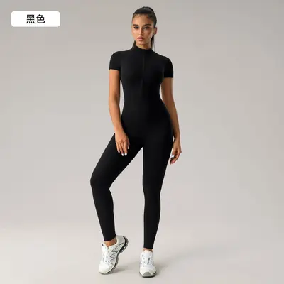 Yoga Bodysuit DLT001, Tight Fit, Buttock Lift, Half-Zip - 10