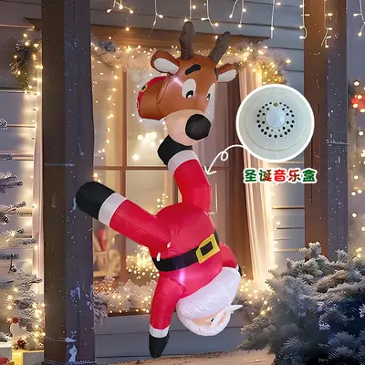 Noel Çizgi Film Şişme Dekorasyon, Noel Baba ve Kardan Adam Şişme Modeli - 13