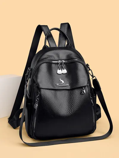 Women's Retro PU Soft Leather Backpack for Commuting - 4