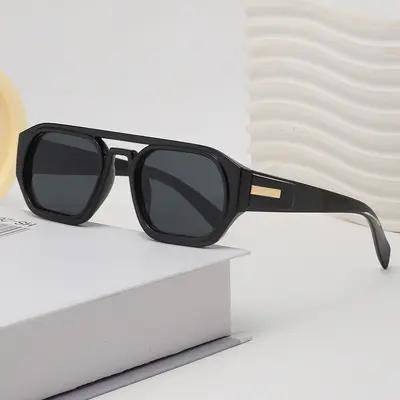 Herren-Pilotensonnenbrille mit Doppelsteg und eckiger Form, europäisch-amerikanischer Stil - 3