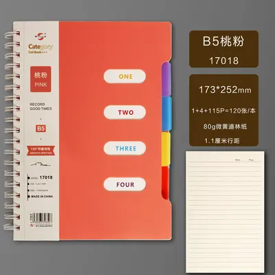 Shenshi B5 Spiral Notebook, 25K Dividers - 12