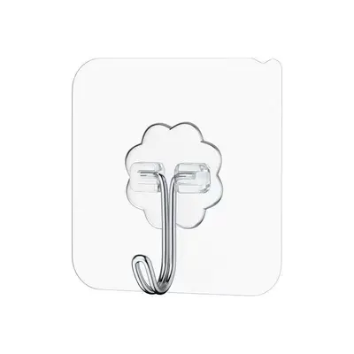 Transparent Stainless Steel Adhesive Hooks, Drill-Free, Strong Adhesive, Behind-Door Kitch