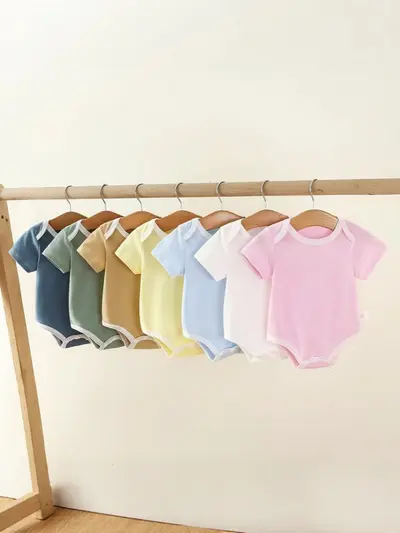 Thin Short-Sleeve Summer Baby Romper for Boys and Girls