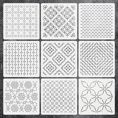 Reusable Geometric Sashiko Embroidery Stencil - 10