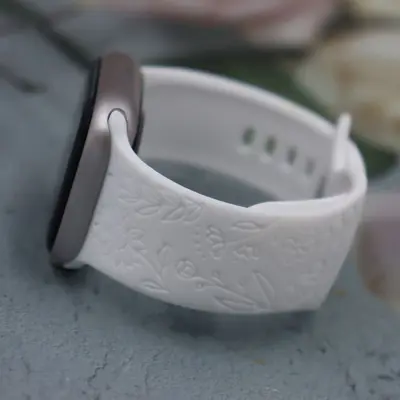 Apple iWatch 11 uyumlu silikon kordon, düz renk oymalı - 7