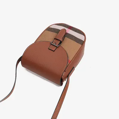 Plaid Genuine Leather Vertical Women's Crossbody Bag with Flap