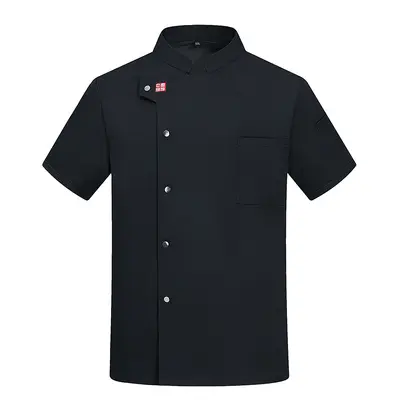 Men's Chef Work Jacket, Short Sleeve Elastic Kitchen Uniform - 7