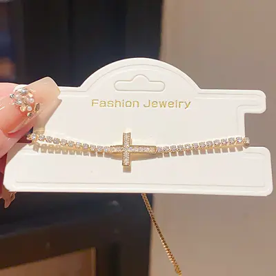 14K Gold Plated Zircon Oval Bracelet - 2