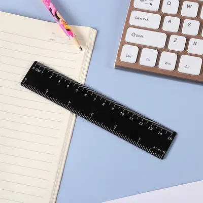15 cm Plastic Straight Ruler, Multifunctional Black Scale School Ruler - 8