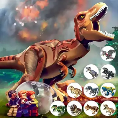 Jurassic großes Dinosaurier-Bausteinset mit T-Rex zum Zerlegen - 2