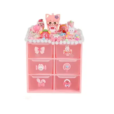 Children's 6-Compartment Jewelry Storage Box with Cream Glue DIY Craft Kit - 6