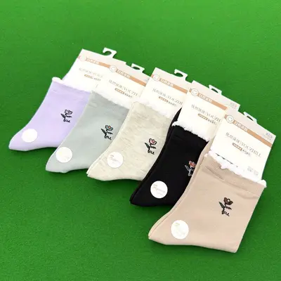 Autumn Winter Women's Socks Pure Cotton Mid-Calf Socks 200 Needle Mid-Thick All-Season Wearable Women's Cute Socks Commercial Supermarket Women's Cotton Socks
