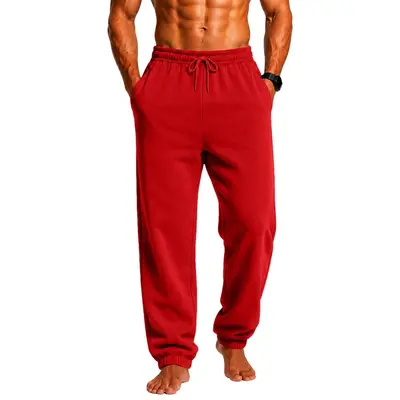 Men's Solid Color Sweatpants, Elastic Waist with Drawstring, Plus Size - 8