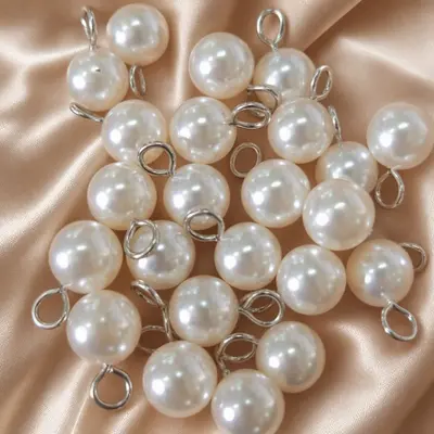 ABS Pearl Pendant with Hanging Ring, Decorative Charm for Wedding Gift Bags