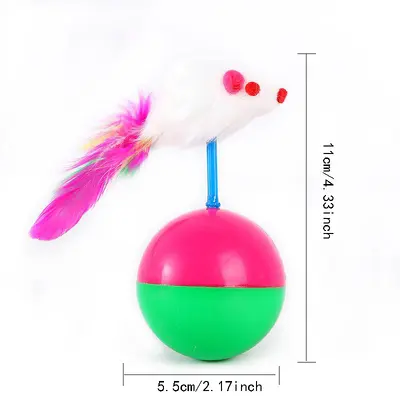 Roly-Poly Mouse Cat Toy with Teaser Wand - 7