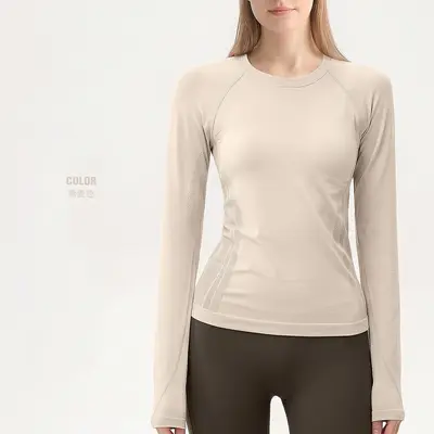 Women's Seamless Knit Long-Sleeve Running and Pilates Top, Quick-Dry - 11