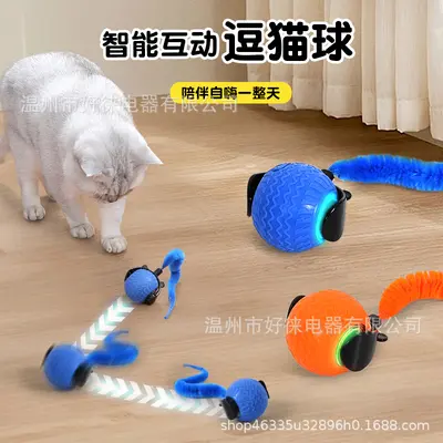 Bite-Resistant Automatic Cat Teaser Ball with Rope, for Kittens - 5