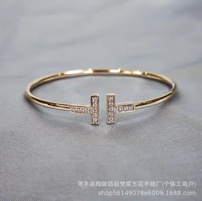 Tiga T1 Double T Bracelet 18K Rose Gold Diamond - 10