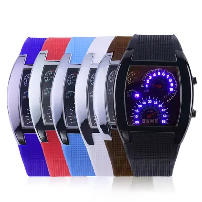 LED spor saat, yelpaze göstergesi tasarım erkek izle