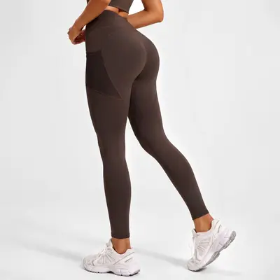 Juyitang Outer-Wear Peach Butt Thin Style Running Lift Hip Sports Fitness Tight Mesh Side Pocket Yoga Pants - 7