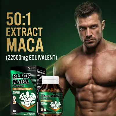 Black Maca and L-Arginine Hard Capsules, Men's Dietary Supplement - 3