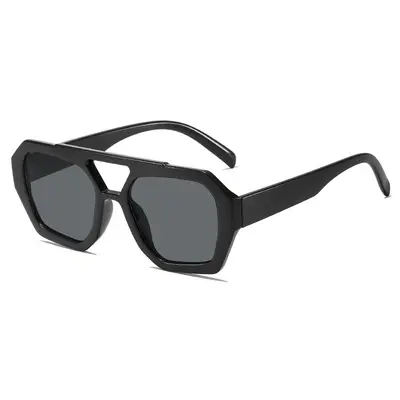 Damen-Sonnenbrille mit doppeltem Steg und unregelmäßiger Form im Ins-Stil - 7