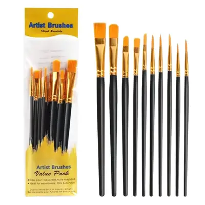Nylon-Haarpinsel-Set 10er Kunststoffstiel Acryl- und Ölmalerei - 5