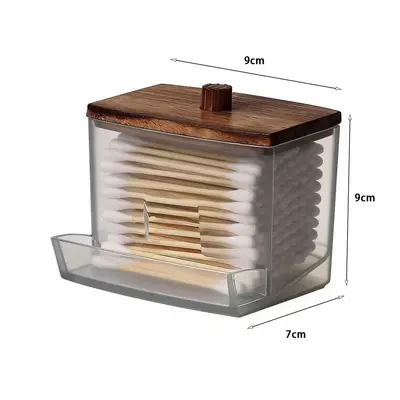 Acrylic Cotton Swab Storage Box, Transparent Gray Stackable Cosmetics Organizer - 10